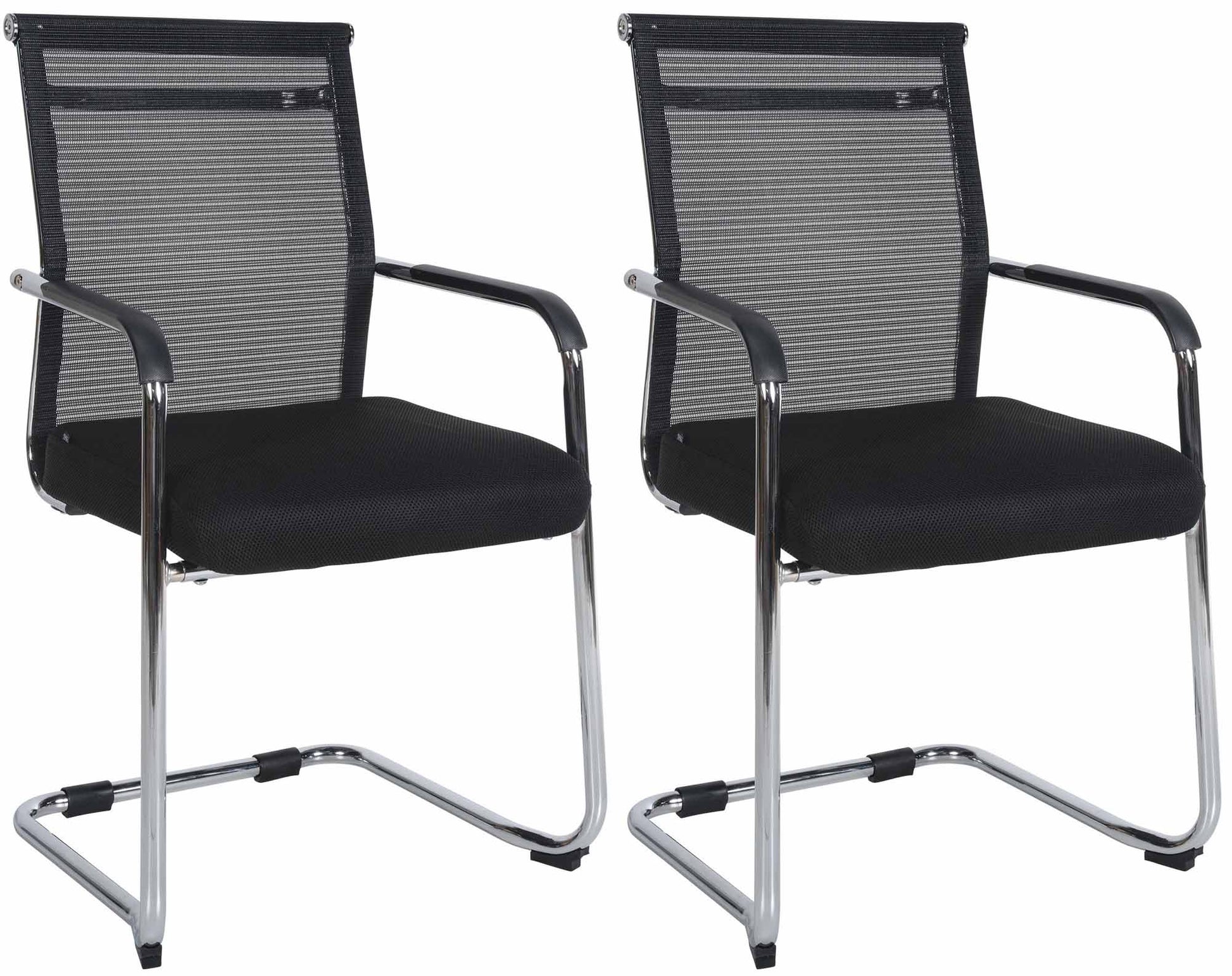 2-delige Set Sledestoelen - Bezoekersstoelen - Ultiem Zitcomfort en Ademend Mesh Kleur chroom