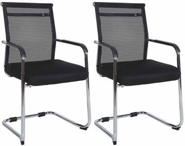 2-delige Set Sledestoelen - Bezoekersstoelen - Ultiem Zitcomfort en Ademend Mesh Kleur chroom