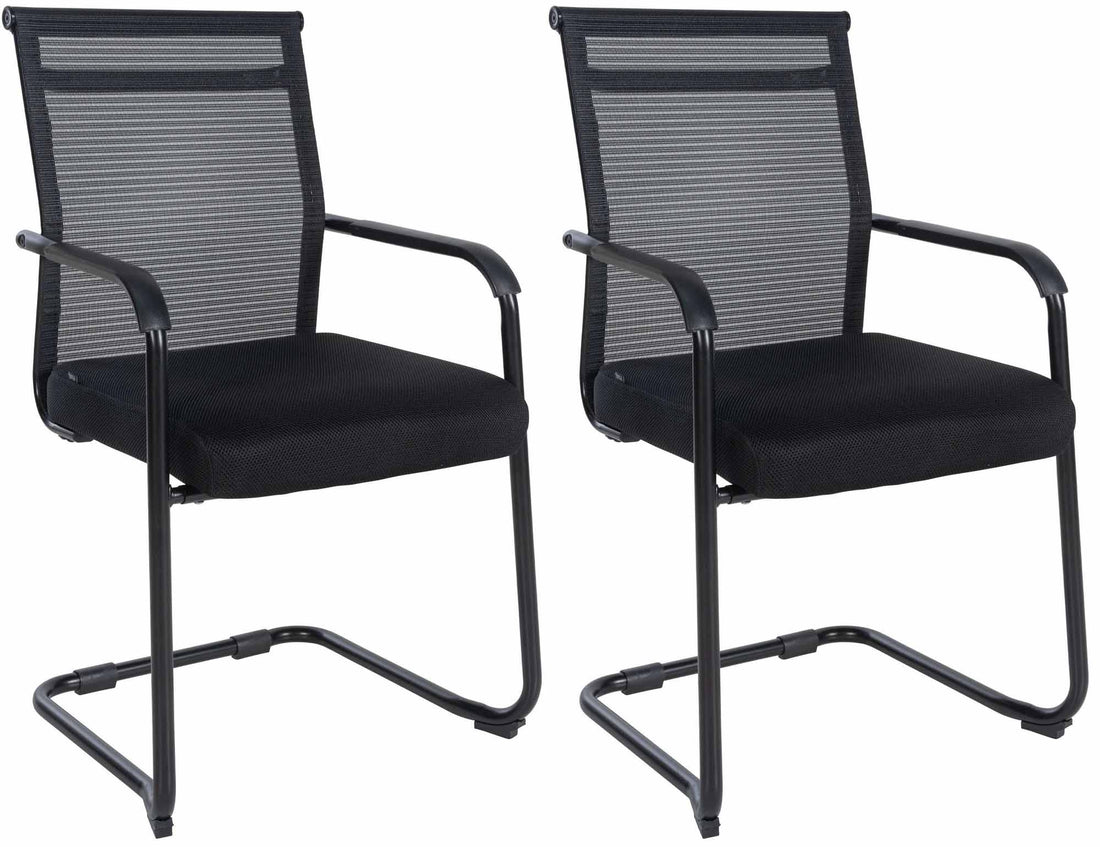 2-delige Set Sledestoelen - Bezoekersstoelen - Ultiem Zitcomfort en Ademend Mesh Kleur chroom
