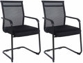 2-delige Set Sledestoelen - Bezoekersstoelen - Ultiem Zitcomfort en Ademend Mesh Kleur zwart