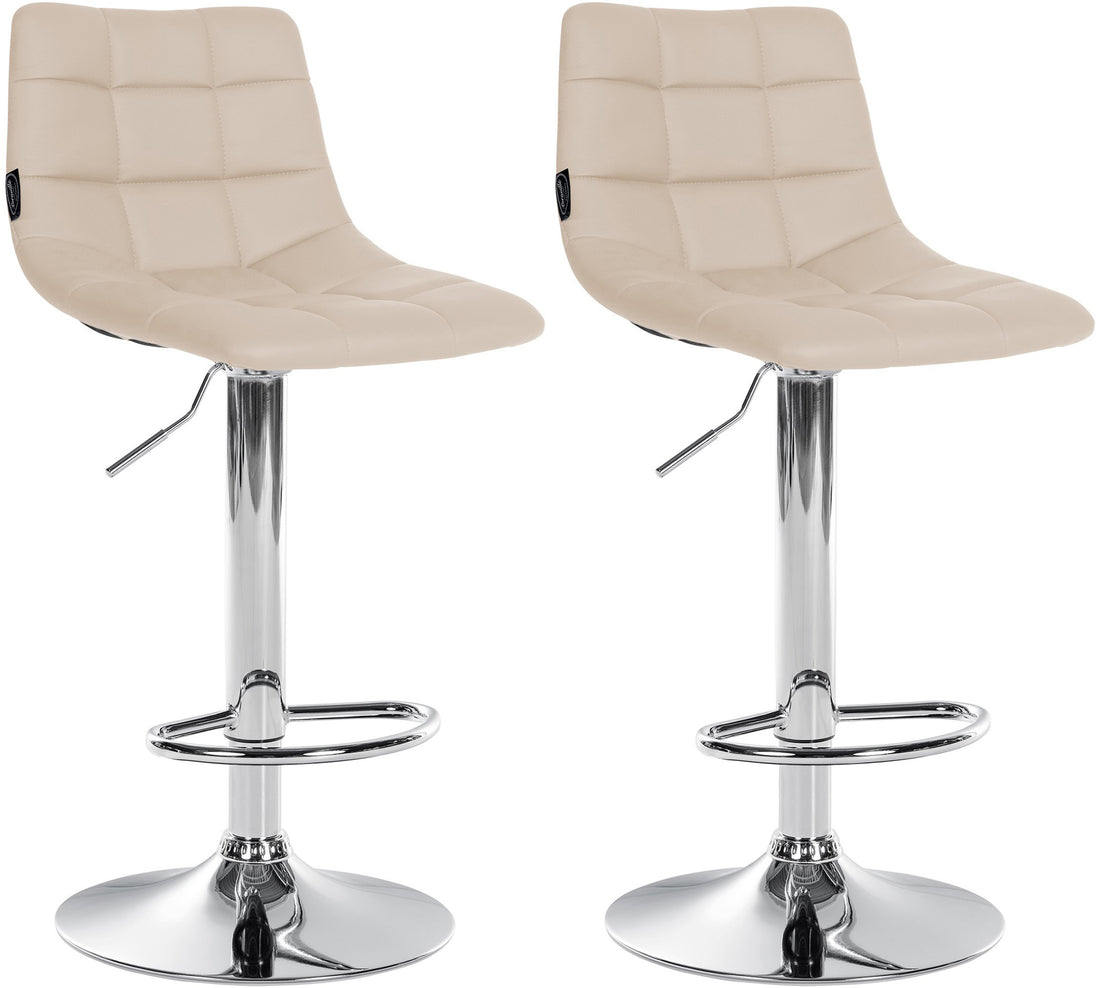 2-delige set Barkrukken - Keukenkrukken kunstleer - Verstelbare Hoogte & Comfort Kleur crème Onderstel Kleur chroom