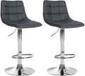 2-delige set Barkrukken - Keukenkrukken kunstleer - Verstelbare Hoogte & Comfort Kleur grijs Onderstel Kleur chroom