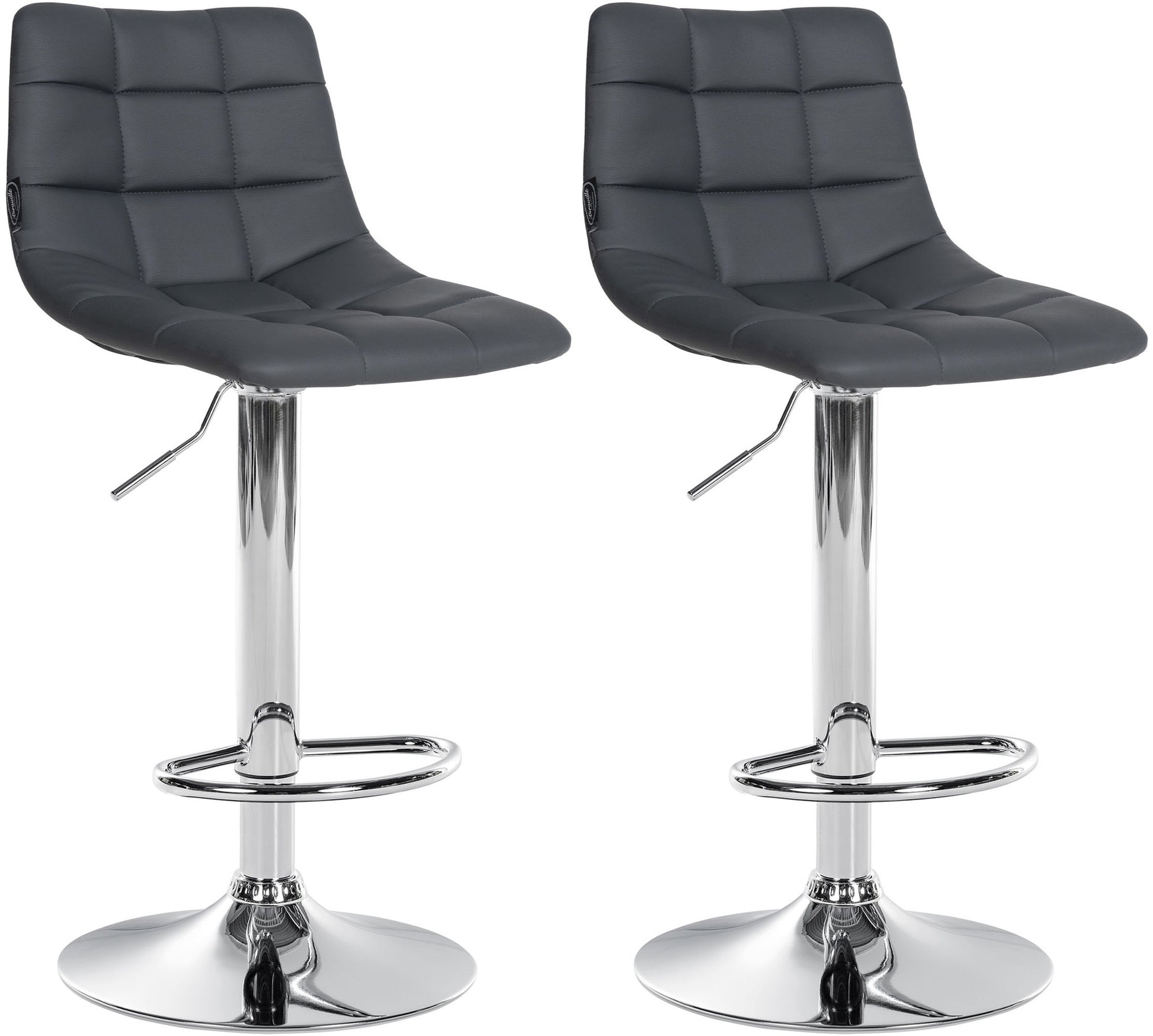 2-delige set Barkrukken - Keukenkrukken kunstleer - Verstelbare Hoogte & Comfort Kleur grijs Onderstel Kleur chroom