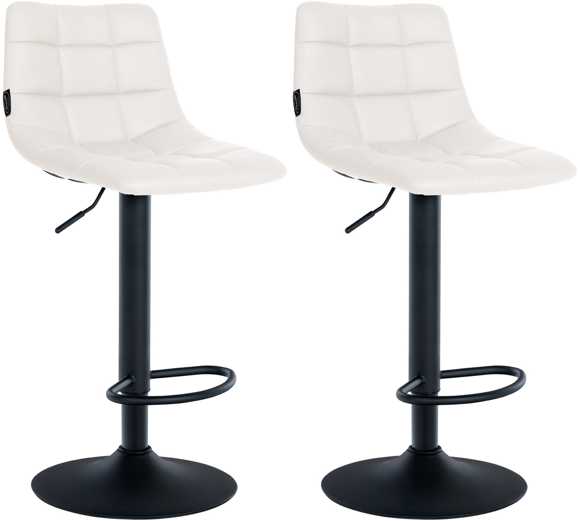 Set van 2 Kunstleren Barkrukken - Design Krukken - 360° Draaibare Zitting Kleur wit