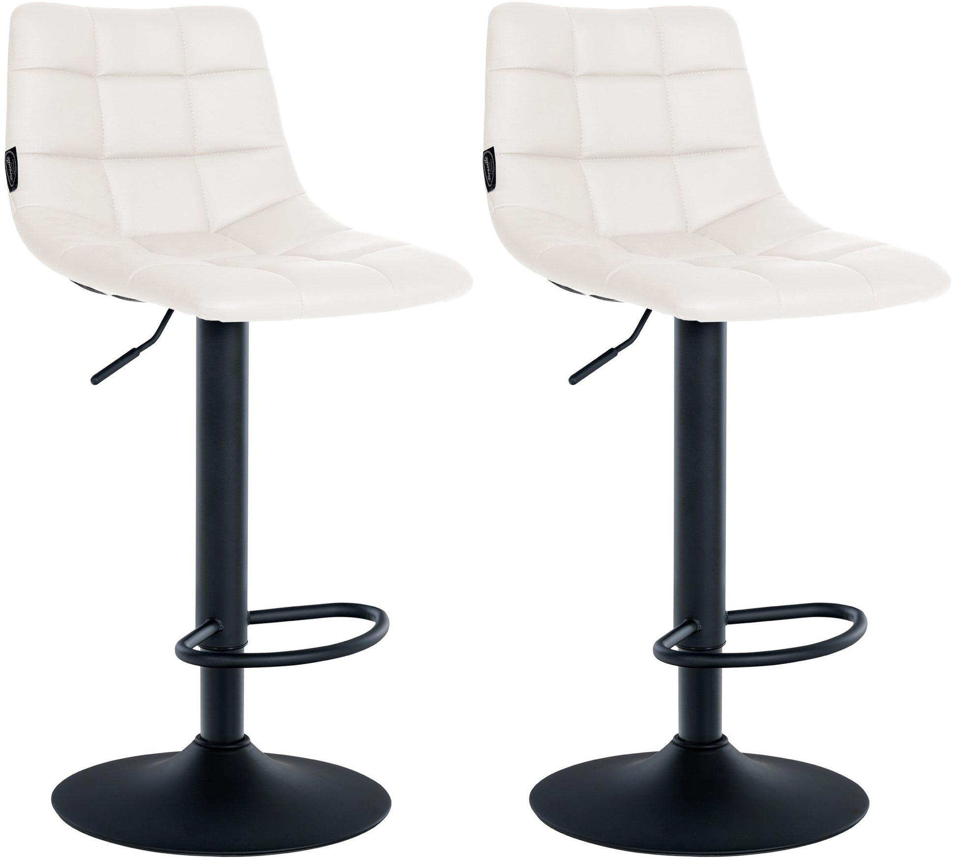 Set van 2 Kunstleren Barkrukken - Design Krukken - 360° Draaibare Zitting Kleur wit