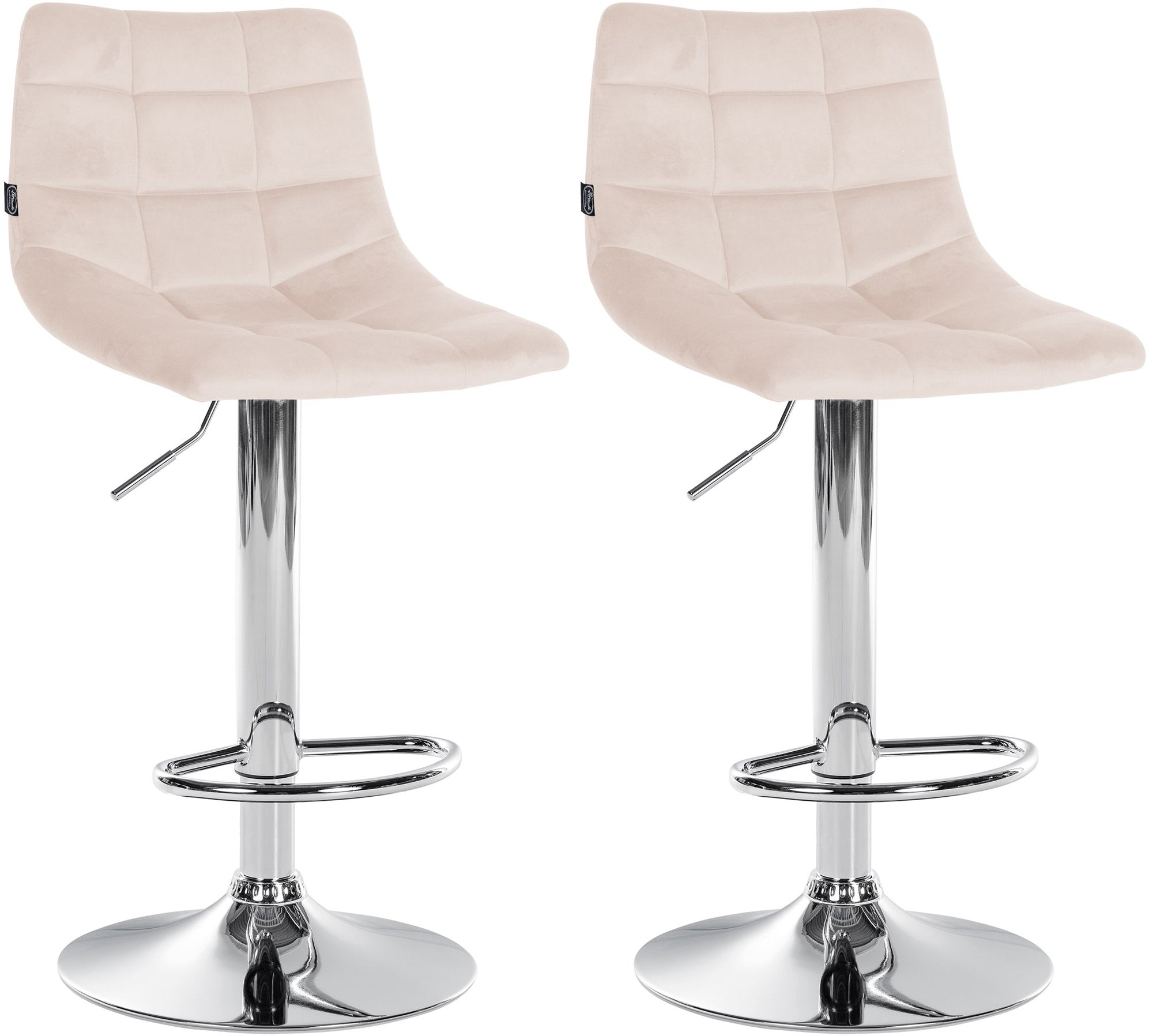 2-delige Set Barkrukken - Keukenkrukken - Verstelbare Zitting voor Optimaal Comfort Kleur beige Onderstel Kleur chroom