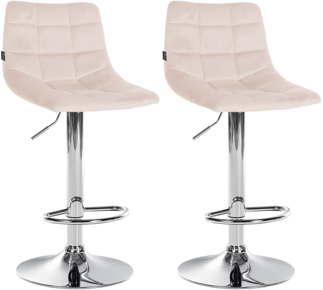 2-delige Set Barkrukken - Keukenkrukken - Verstelbare Zitting voor Optimaal Comfort Kleur beige Onderstel Kleur chroom