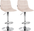 2-delige Set Barkrukken - Keukenkrukken - Verstelbare Zitting voor Optimaal Comfort Kleur beige Onderstel Kleur chroom