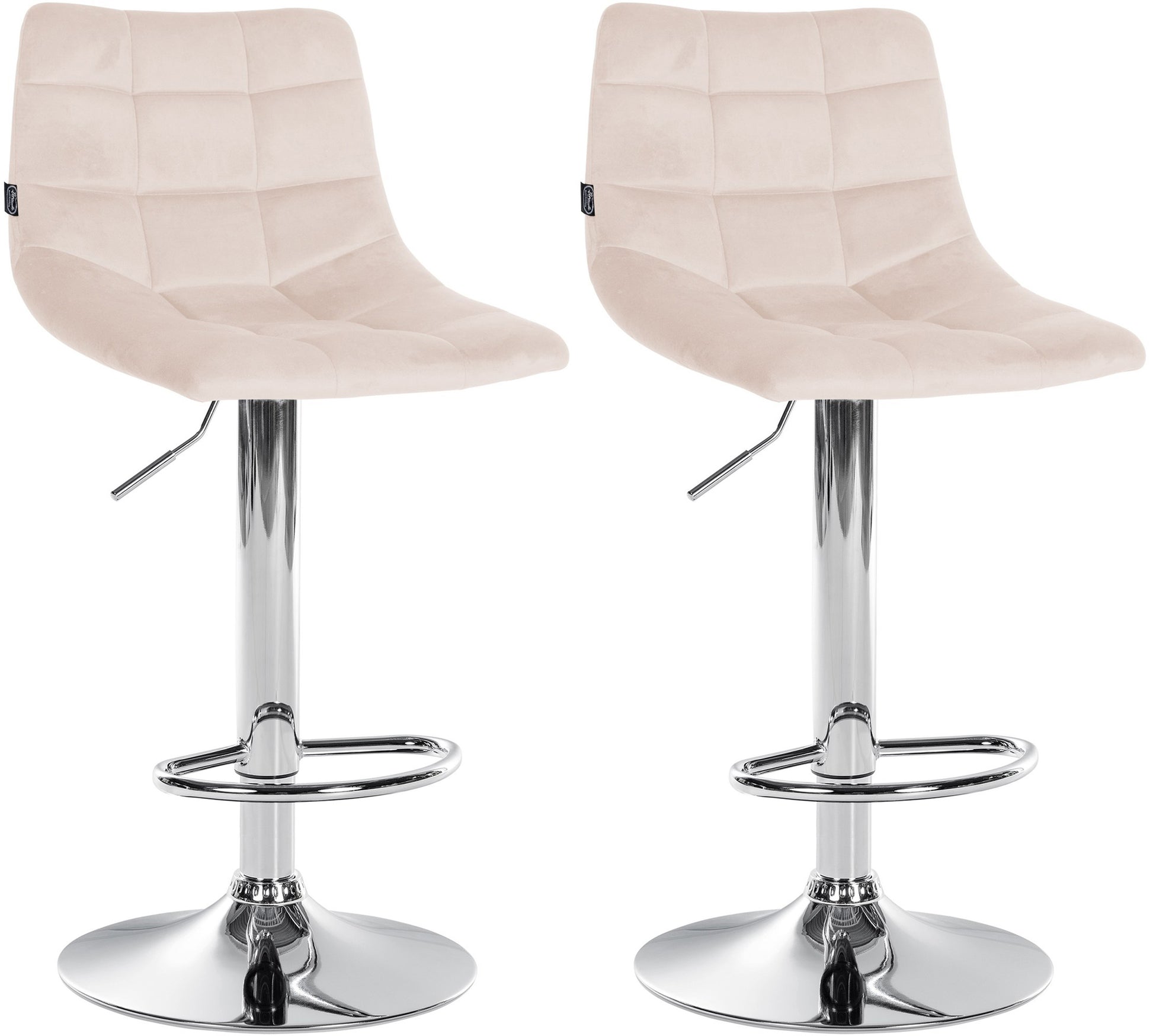 2-delige Set Barkrukken - Keukenkrukken - Verstelbare Zitting voor Optimaal Comfort Kleur beige Onderstel Kleur chroom
