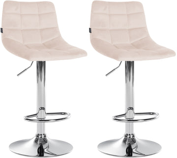2-delige Set Barkrukken - Keukenkrukken - Verstelbare Zitting voor Optimaal Comfort Kleur beige Onderstel Kleur chroom