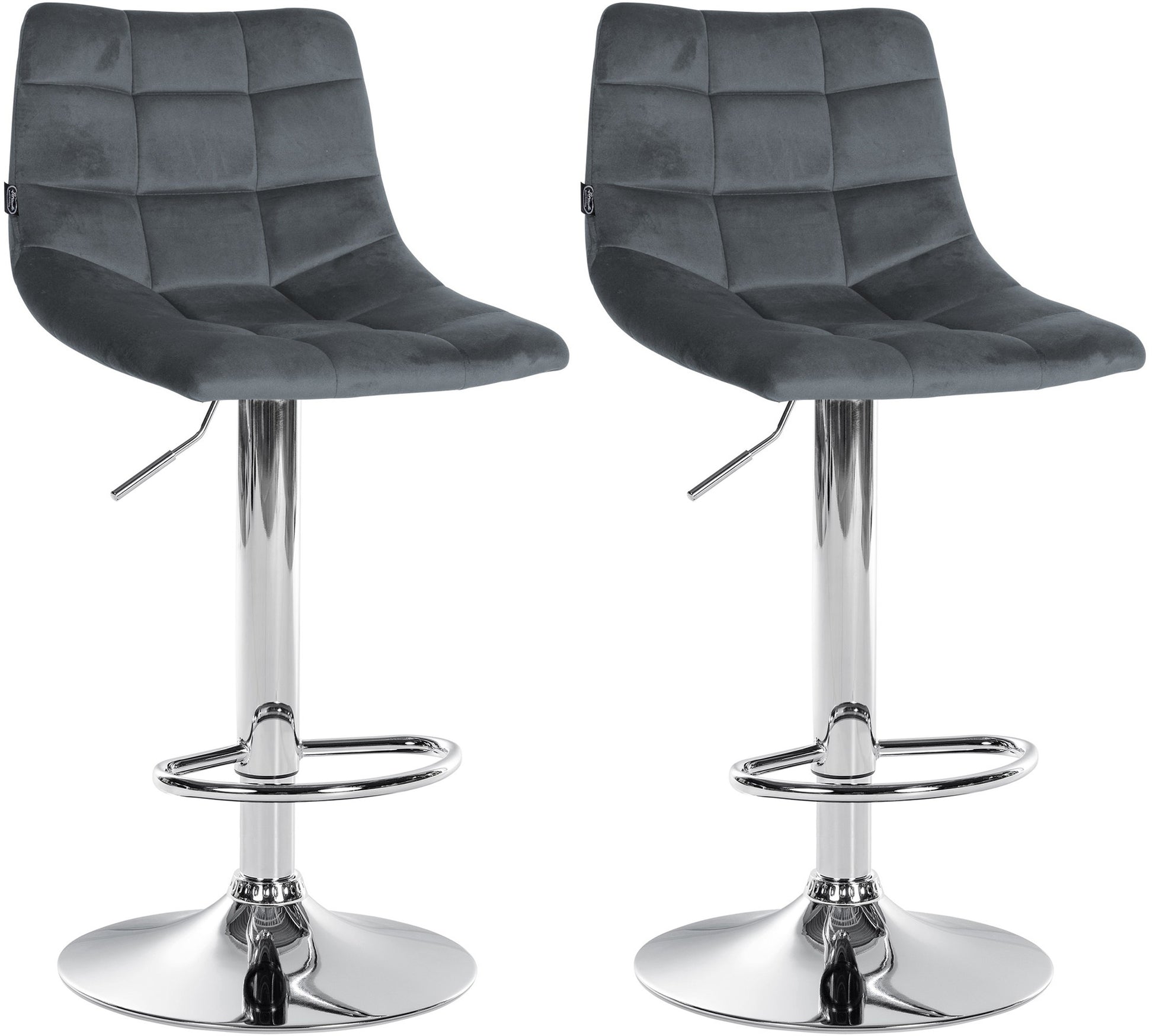 2-delige Set Barkrukken - Keukenkrukken - Verstelbare Zitting voor Optimaal Comfort Kleur donkergrijs Onderstel Kleur chroom