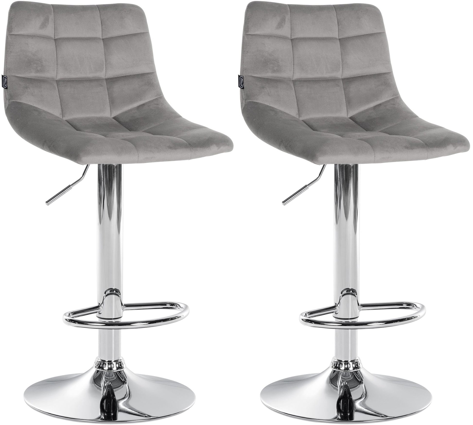 2-delige Set Barkrukken - Keukenkrukken - Verstelbare Zitting voor Optimaal Comfort Kleur grijs Onderstel Kleur chroom