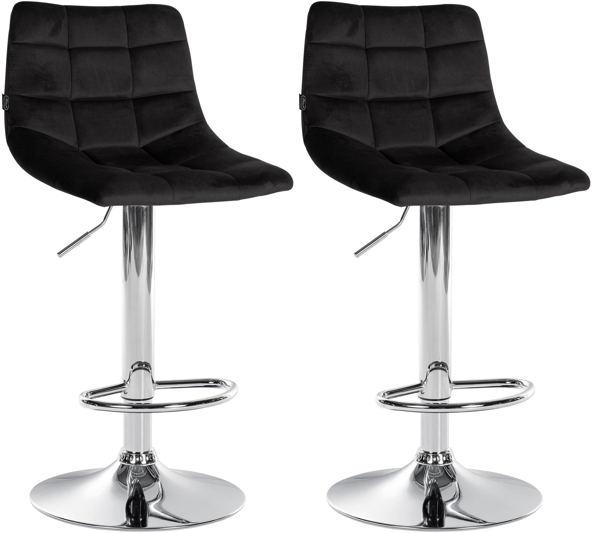 2-delige Set Barkrukken - Keukenkrukken - Verstelbare Zitting voor Optimaal Comfort Kleur zwart Onderstel Kleur chroom