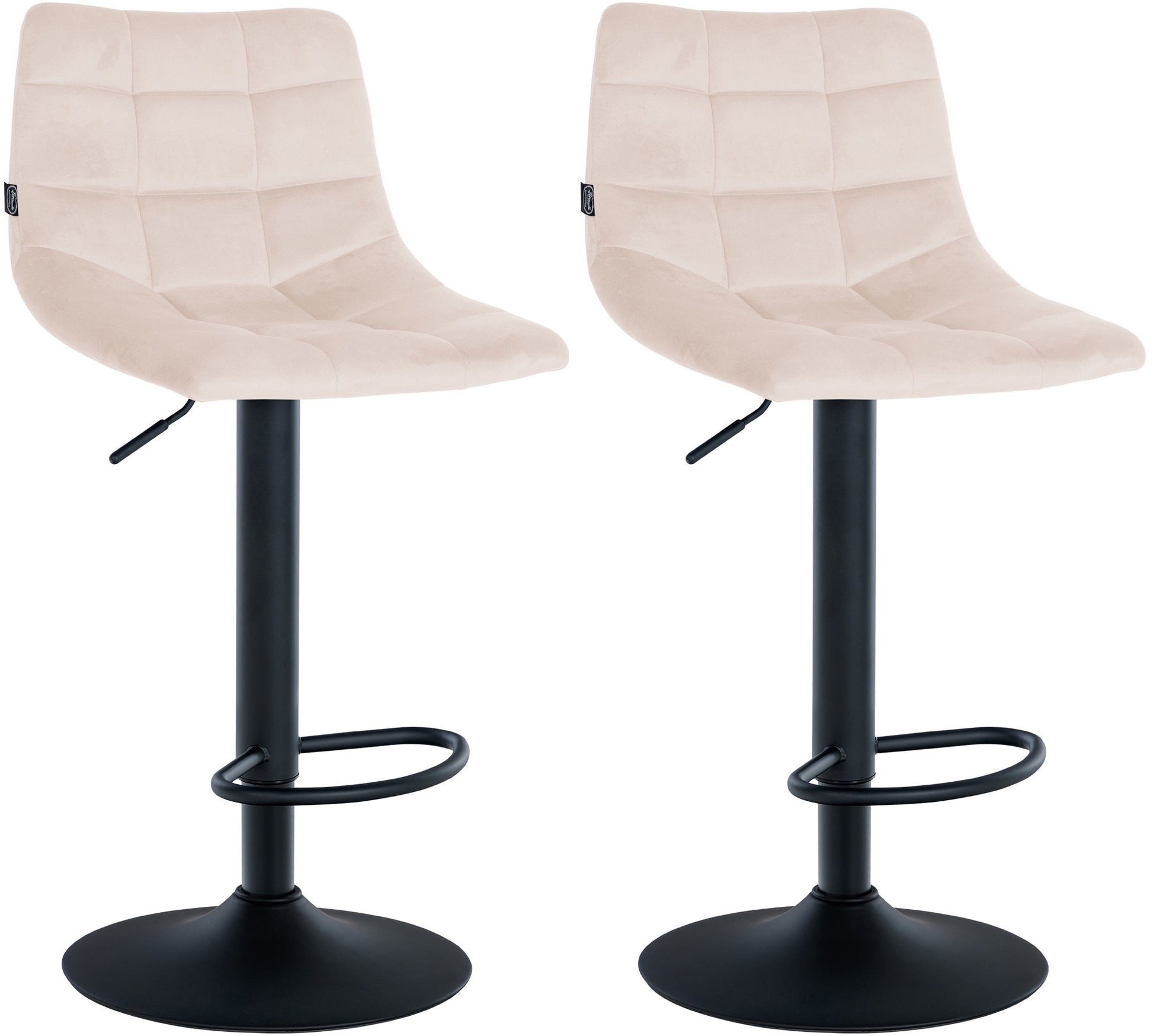2-delige Set Barkrukken - Keukenkrukken - Verstelbare Zitting voor Optimaal Comfort Kleur beige Onderstel Kleur zwart
