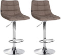 2-delige set Barkrukken - Keukenkrukken - 360° Draaibaar voor Optimale Bewegingsvrijheid Kleur taupe Onderstel Kleur chroom