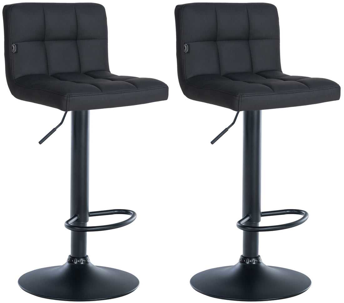 Set van 2 Kunstleren Barkrukken - Keukenkrukken - Verstelbaar Comfort Kleur zwart Onderstel Kleur zwart
