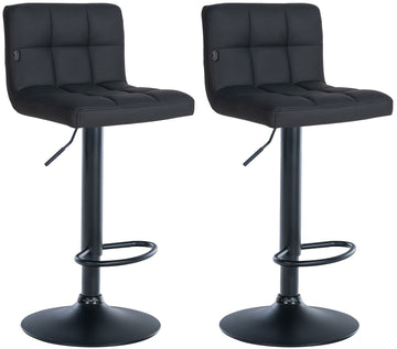 Set van 2 Kunstleren Barkrukken - Keukenkrukken - Verstelbaar Comfort Kleur zwart Onderstel Kleur zwart