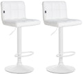 Set van 2 Kunstleren Barkrukken - Keukenkrukken - Verstelbaar Comfort Kleur wit Onderstel Kleur wit