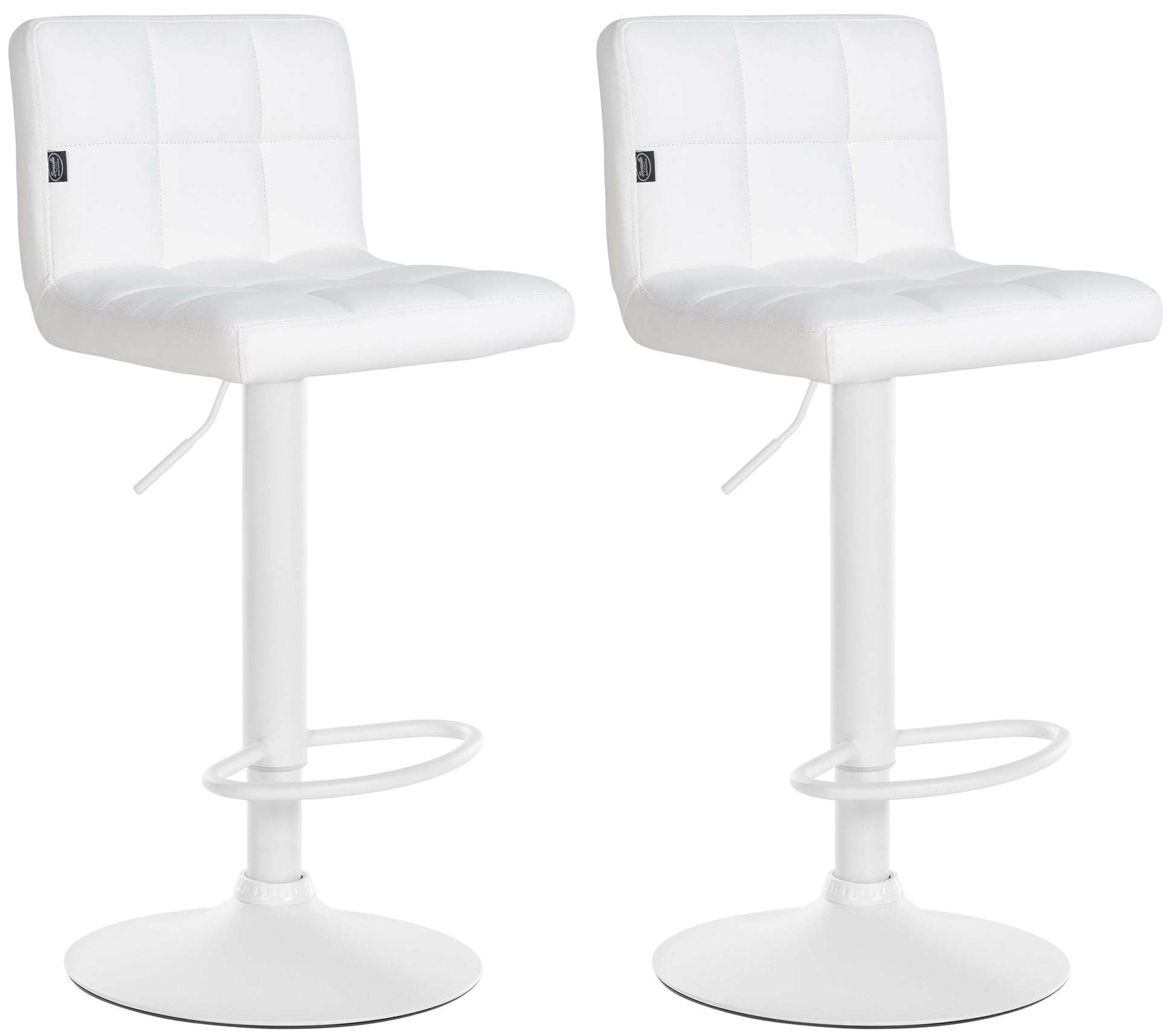 Set van 2 Kunstleren Barkrukken - Keukenkrukken - Verstelbaar Comfort Kleur wit Onderstel Kleur wit