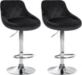 2-delige set Fluwelen Barkrukken - Barstoelen - Verstelbare Hoogte Kleur zwart Onderstel Kleur chroom