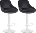 2-delige set Fluwelen Barkrukken - Barstoelen - Verstelbare Hoogte Kleur donkergrijs Onderstel Kleur wit