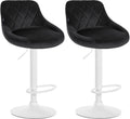 2-delige set Fluwelen Barkrukken - Barstoelen - Verstelbare Hoogte Kleur zwart Onderstel Kleur wit