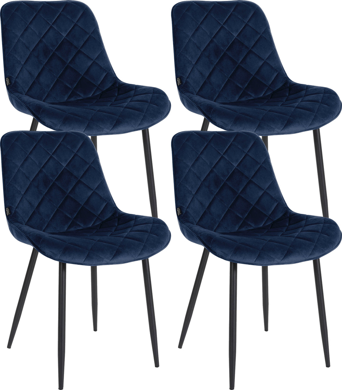 4-delige Set Velvet Stoelen - Eetkamerstoelen - Onderhoudsvriendelijke Bekleding Kleur blauw