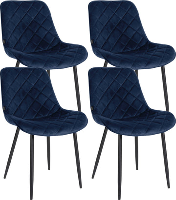 4-delige Set Velvet Stoelen - Eetkamerstoelen - Onderhoudsvriendelijke Bekleding Kleur blauw