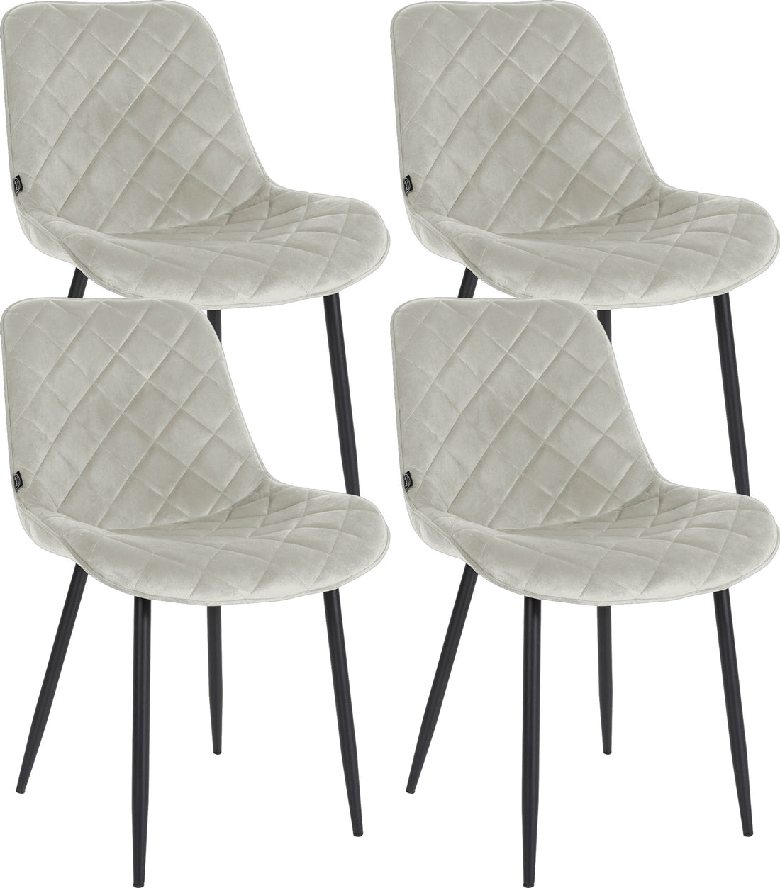 4-delige set Eetkamerstoelen - Fluwelen Bekleding - Comfort & Gemakkelijk Onderhoud Kleur crème