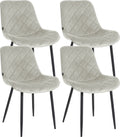 4-delige set Eetkamerstoelen - Fluwelen Bekleding - Comfort & Gemakkelijk Onderhoud Kleur crème