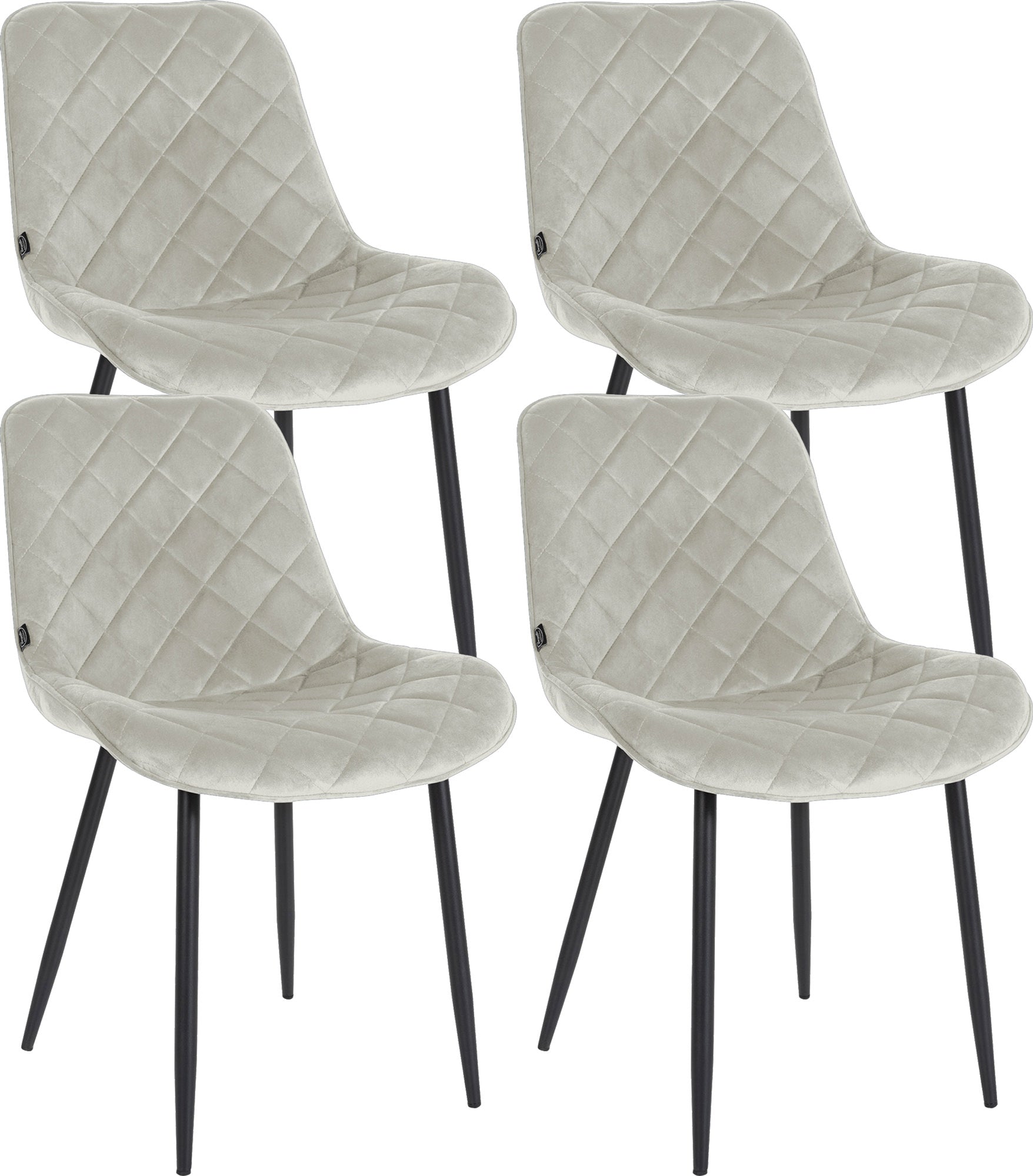 4-delige set Eetkamerstoelen - Fluwelen Bekleding - Comfort & Gemakkelijk Onderhoud Kleur crème