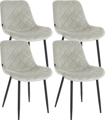4-delige set Eetkamerstoelen - Fluwelen Bekleding - Comfort & Gemakkelijk Onderhoud Kleur crème