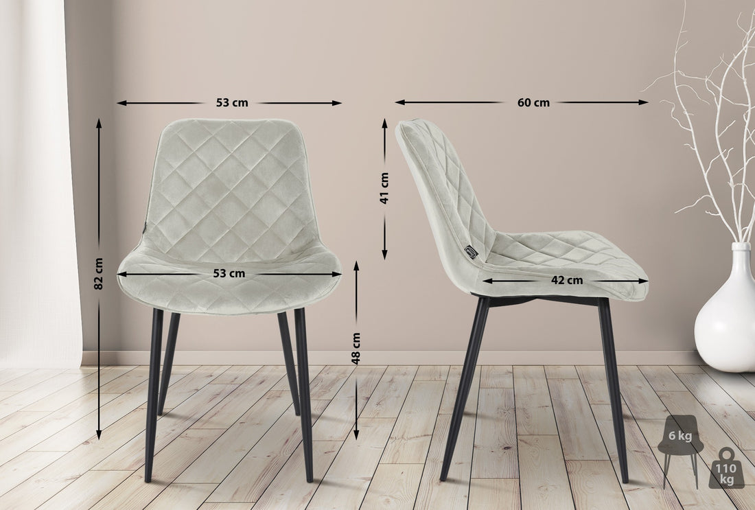 4-delige set Eetkamerstoelen - Fluwelen Bekleding - Comfort & Gemakkelijk Onderhoud Kleur crème