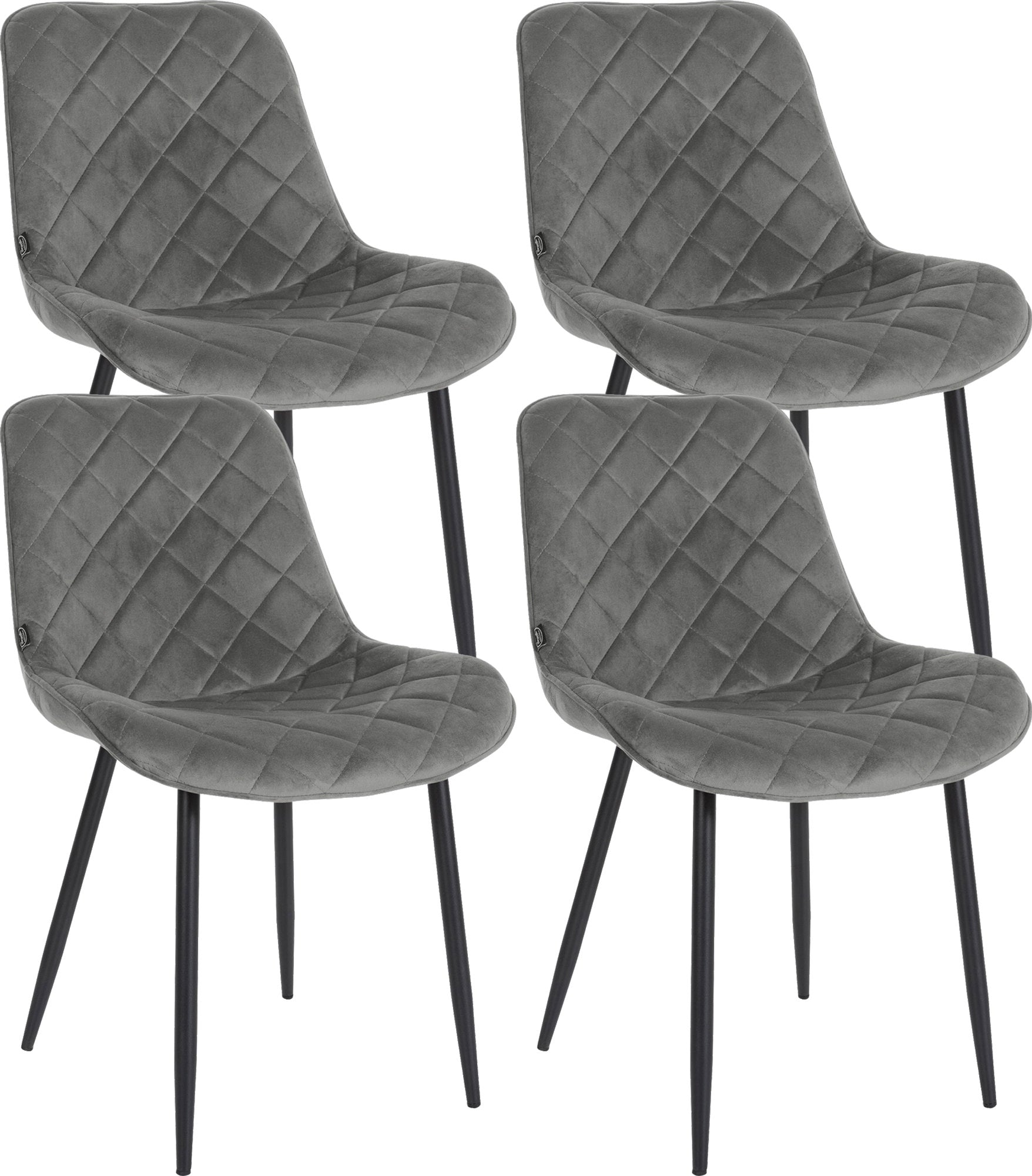 4-delige Set Velvet Stoelen - Eetkamerstoelen - Onderhoudsvriendelijke Bekleding Kleur grijs