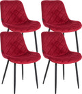 4-delige Set Velvet Stoelen - Eetkamerstoelen - Onderhoudsvriendelijke Bekleding Kleur rood