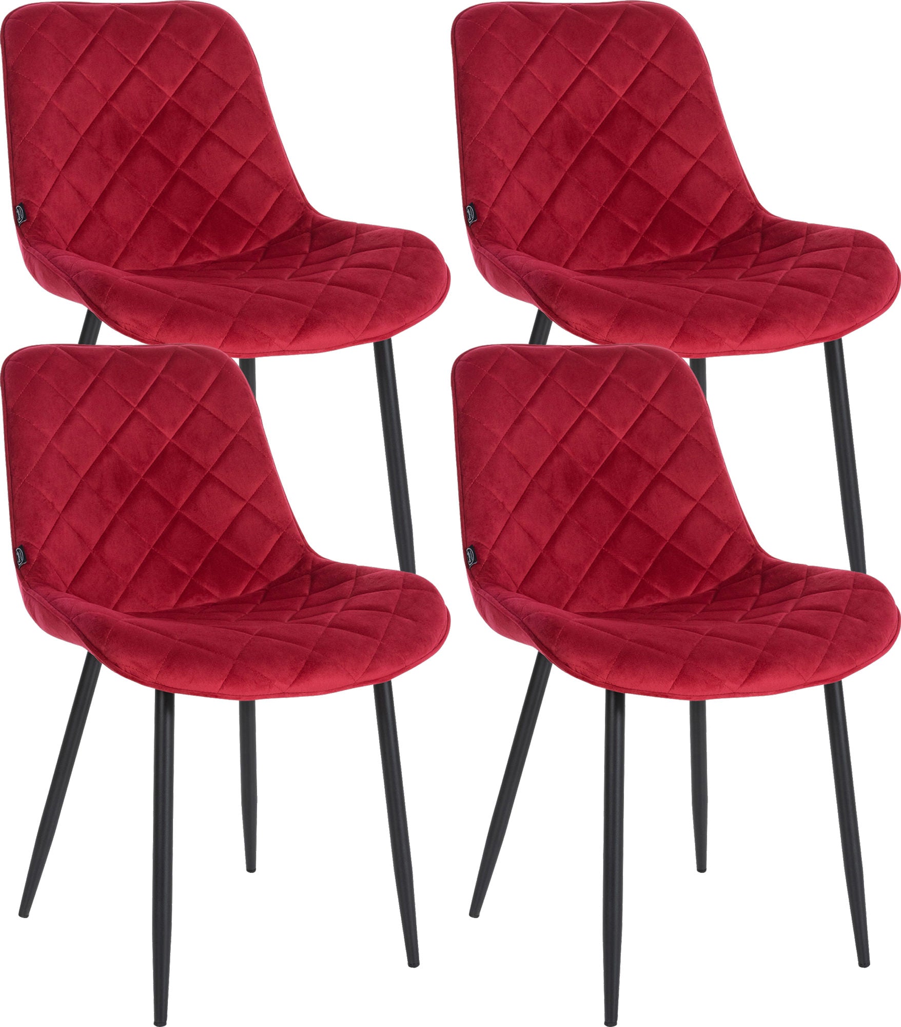4-delige Set Velvet Stoelen - Eetkamerstoelen - Onderhoudsvriendelijke Bekleding Kleur rood