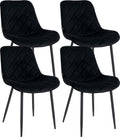 4-delige Set Velvet Stoelen - Eetkamerstoelen - Onderhoudsvriendelijke Bekleding Kleur zwart