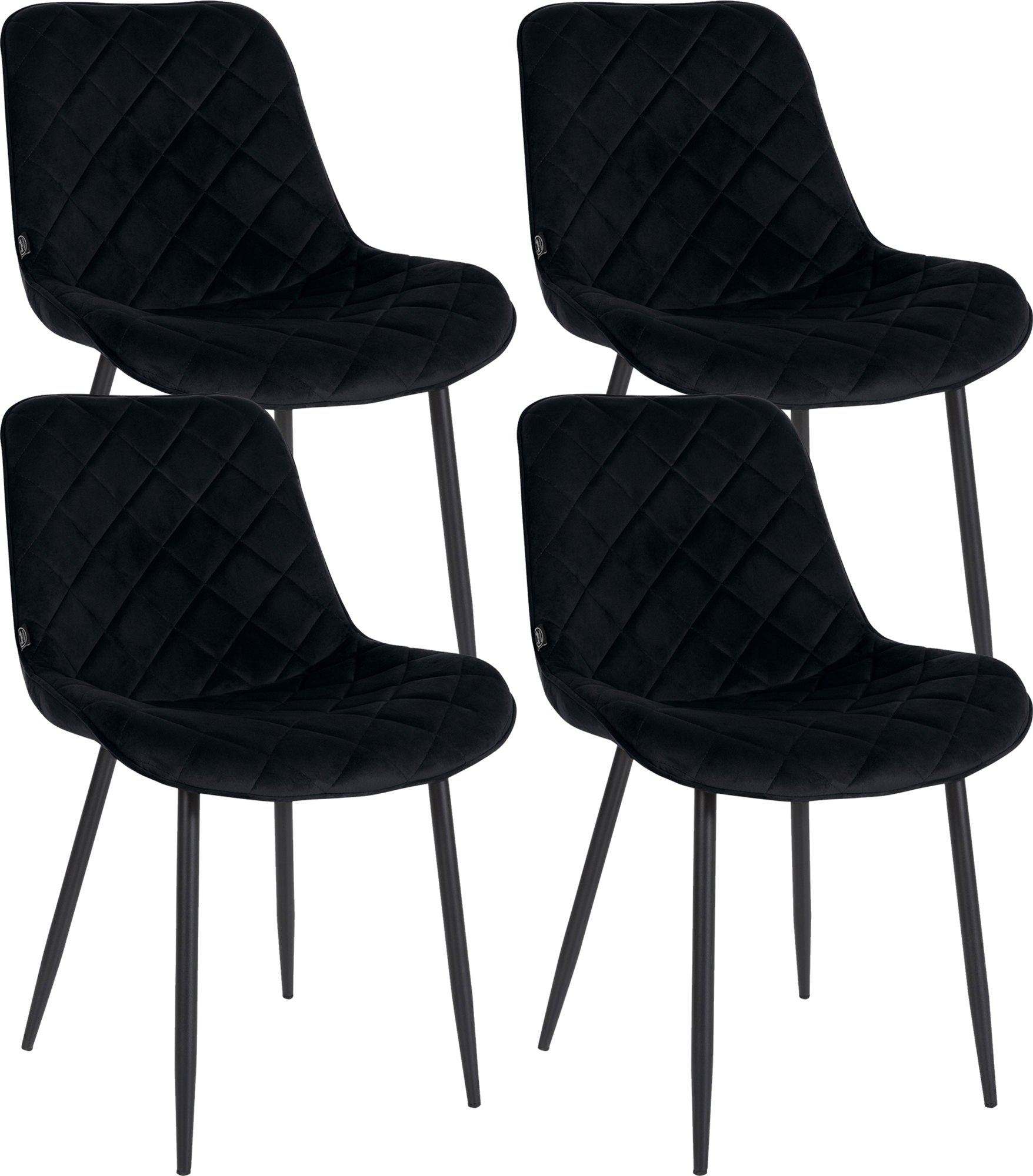 4-delige Set Velvet Stoelen - Eetkamerstoelen - Onderhoudsvriendelijke Bekleding Kleur zwart