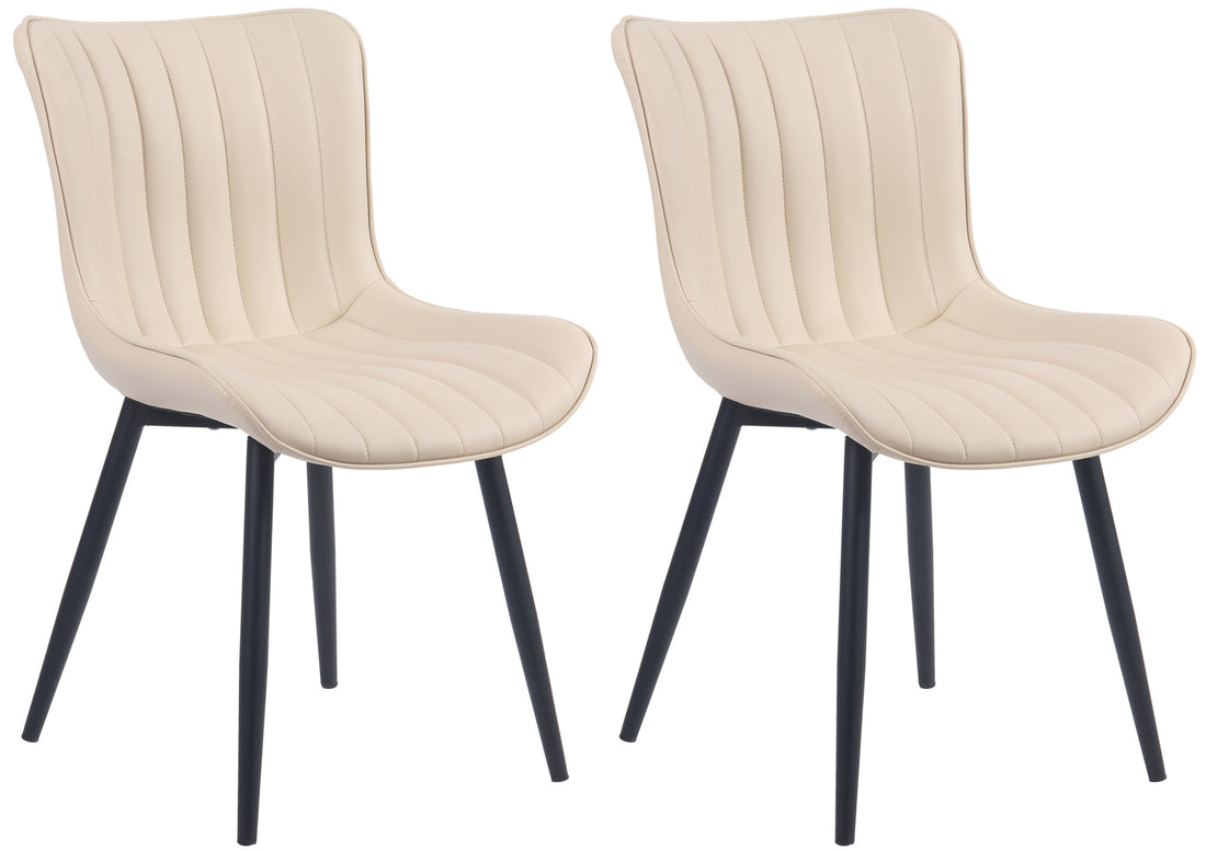 2-delige Stoelenset - Eetkamerstoelen - Comfortabele Rugleuning, Onderhoudsvriendelijk Kleur crème Materiaal kunstleer