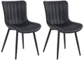 2-delige Stoelenset - Eetkamerstoelen - Comfortabele Rugleuning, Onderhoudsvriendelijk Kleur zwart Materiaal kunstleer