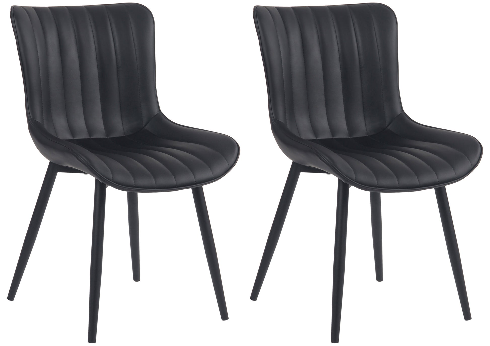2-delige Stoelenset - Eetkamerstoelen - Comfortabele Rugleuning, Onderhoudsvriendelijk Kleur zwart Materiaal kunstleer