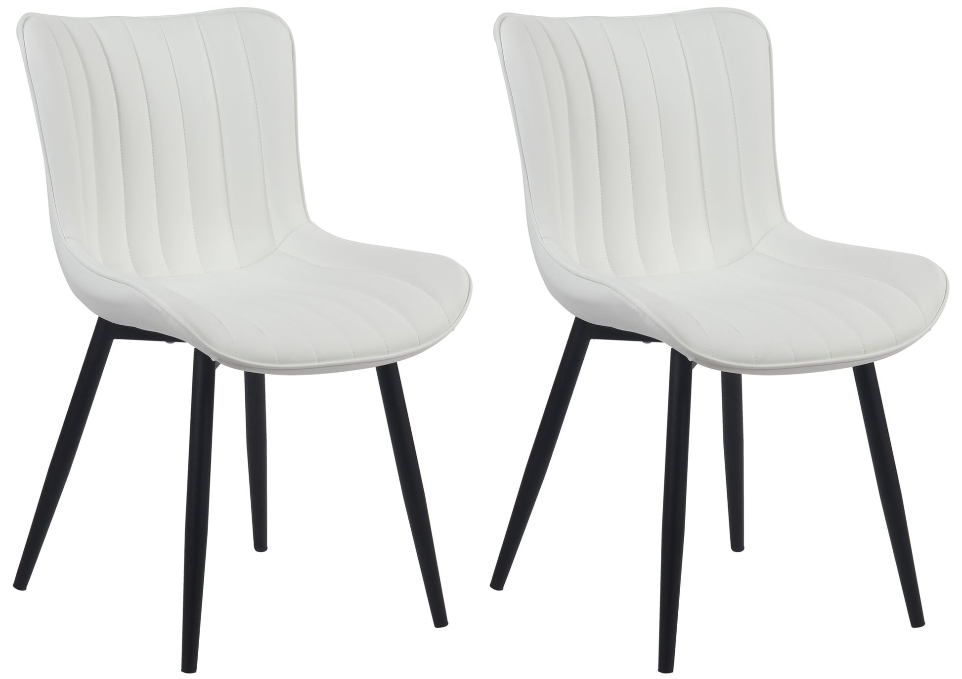 2-delige Stoelenset - Eetkamerstoelen - Comfortabele Rugleuning, Onderhoudsvriendelijk Kleur wit Materiaal kunstleer
