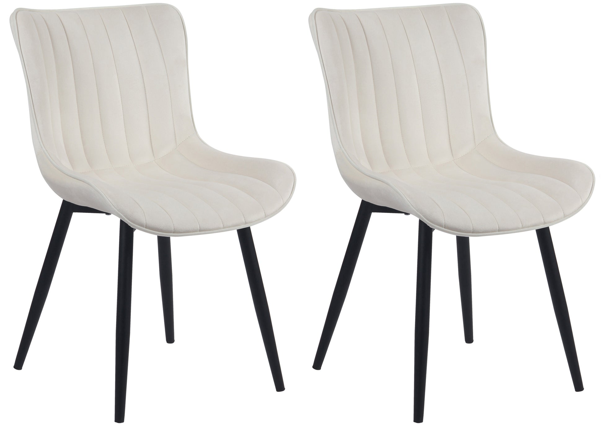 2-delige Stoelenset - Eetkamerstoelen - Comfortabele Rugleuning, Onderhoudsvriendelijk Kleur crème Materiaal zacht