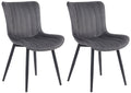 2-delige Stoelenset - Eetkamerstoelen - Comfortabele Rugleuning, Onderhoudsvriendelijk Kleur donkergrijs Materiaal zacht