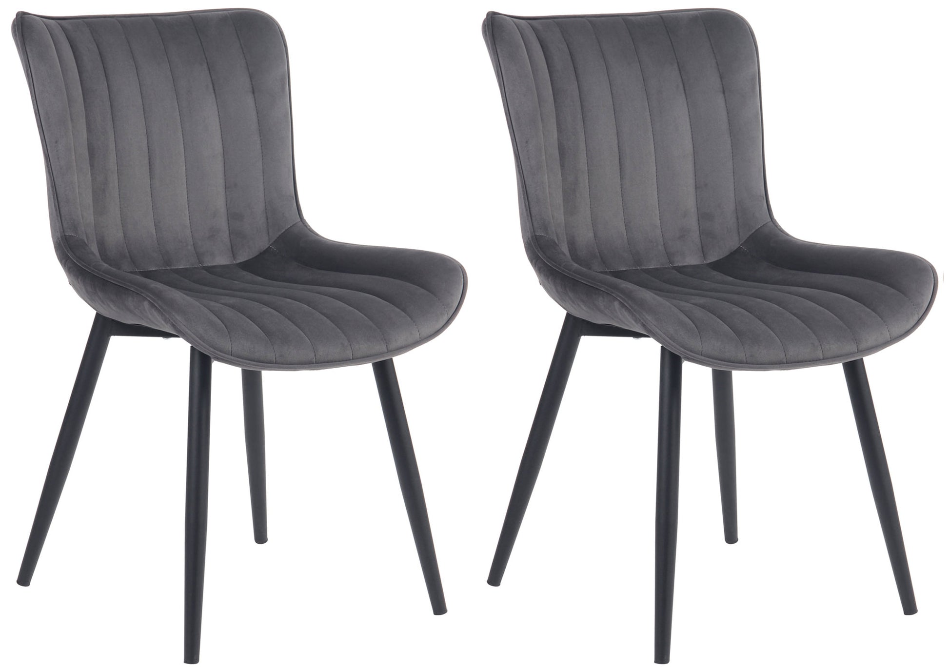 2-delige Stoelenset - Eetkamerstoelen - Comfortabele Rugleuning, Onderhoudsvriendelijk Kleur donkergrijs Materiaal zacht