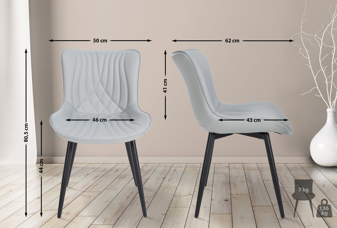 Eetkamerstoelen Set van 2 - Keukenstoelen - Ergonomisch Design, Uitstekend Comfort Kleur grijs