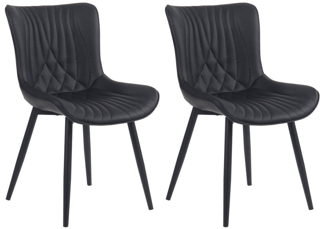 2-delige Set Fluwelen Stoelen - Kunstleder - Ergonomisch Comfort Kleur zwart Materiaal kunstleer