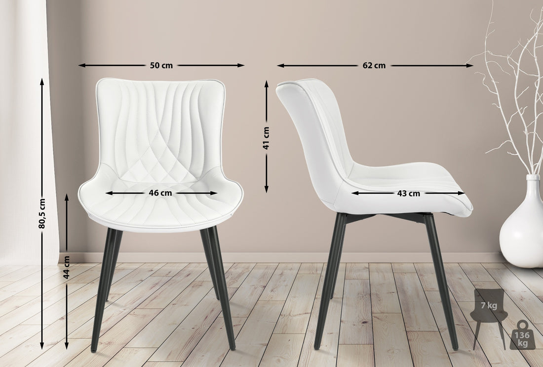 2-delige set Eetkamerstoelen - Keukenstoelen - Ultiem Comfort en Duurzaamheid Kleur wit