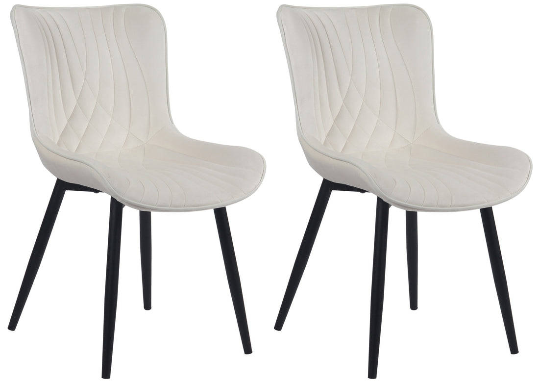 2-delige set Eetkamerstoelen - Keukenstoelen - Ultiem Comfort in Fluweel/Kunstleer Kleur crème