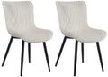 2-delige set Eetkamerstoelen - Keukenstoelen - Ultiem Comfort in Fluweel/Kunstleer Kleur crème